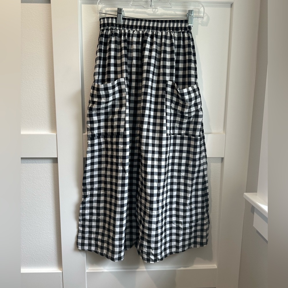 ASOS Black and White Gingham Midi Skirt